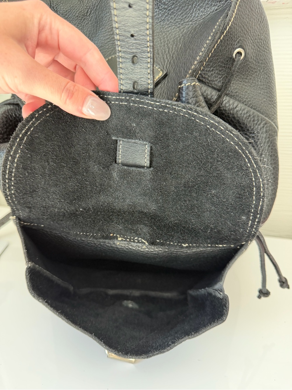 Vintage Roots Canada Black Pebbled Leather Alex Backpack Made in Canada - Picture 10 of 15